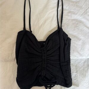 Elegant Black Ruched Women's Top